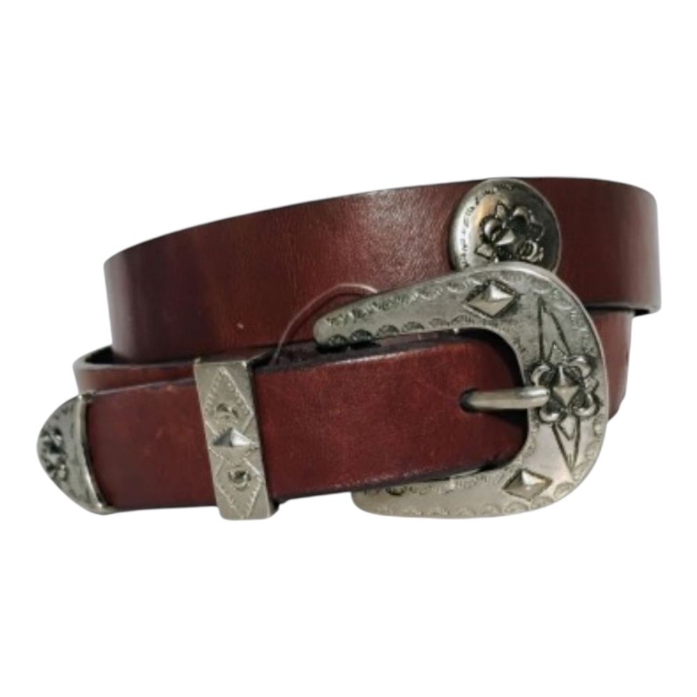 Kenneth Cole Unlisted Western Belt Women's S Brown Leather Silver Buckle Conchas